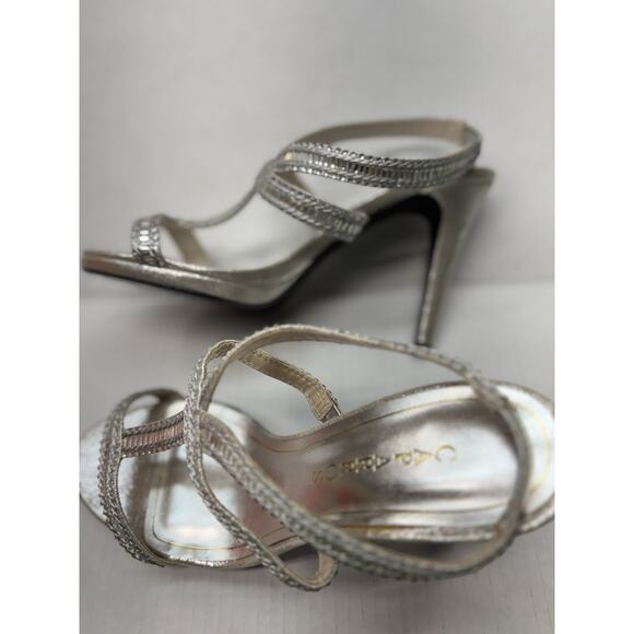 CAPARROS Dance Shoes Heels Sz 10 M Silver Formal Heel Sparkle Rhinestones NWB - Picture 4 of 8
